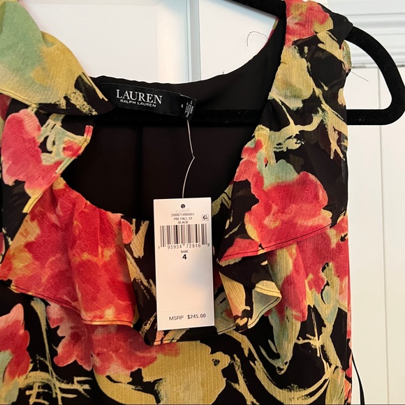 Ralph Lauren Floral Crinkle Georgette Dress - Size 4 - Picture 2 of 3